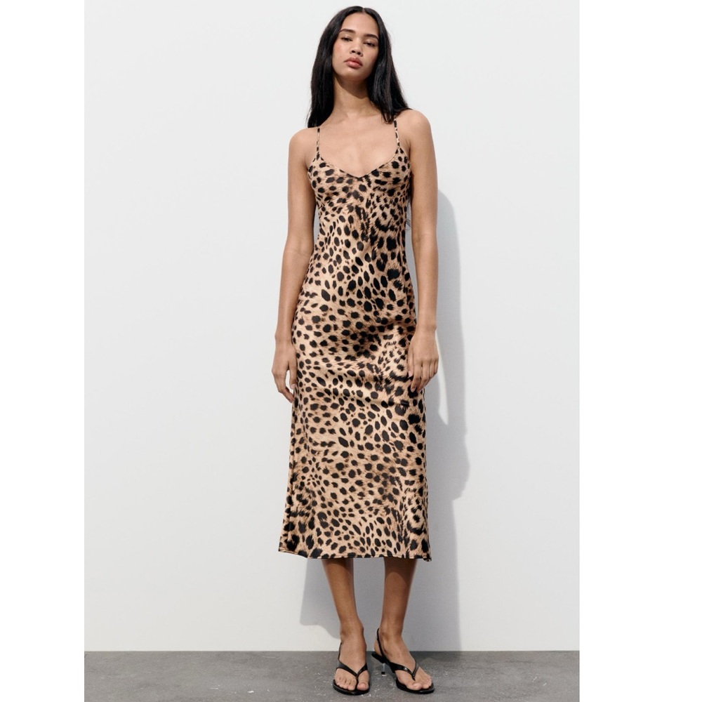 Zara Satin effect midi/maxi slip dress